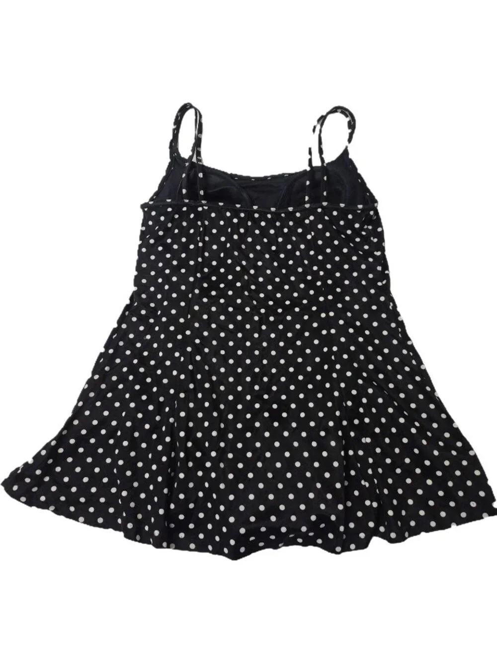 Longitude Black With White Vintage Polka Dot One Piece Swimsuit Dress Women's 10